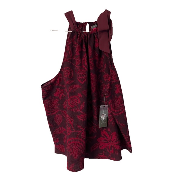 Vince Camuto Tops - Vince Camuto Deep Red Floral Tank with Bow Strap XXL NWT